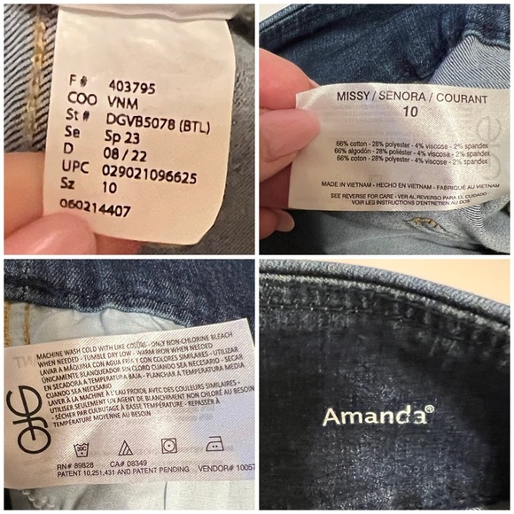 Gloria Vanderbilt Amanda Slimming pull up Jeans, waist band tummy control, sz 10 - Picture 4 of 13